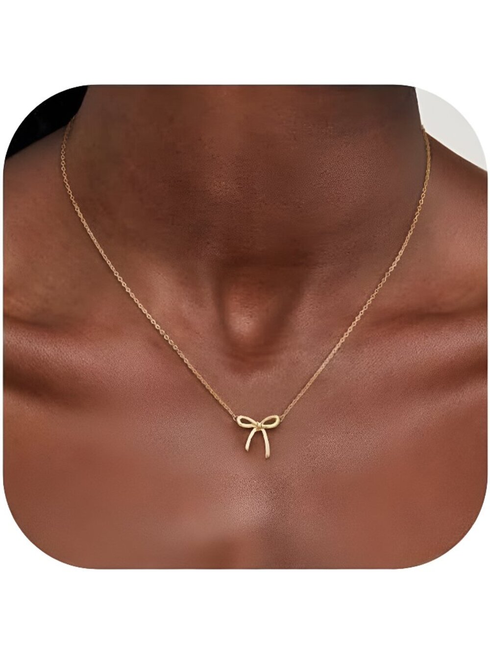Gold Necklace for Women - Bow Necklace 14K Dainty Gold Necklace Cute Bow
